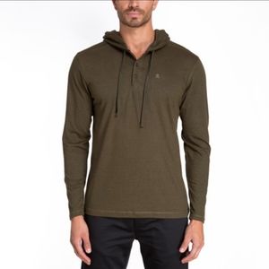 Jared Lang Knit Henley Hoodie Fern Green size L‎